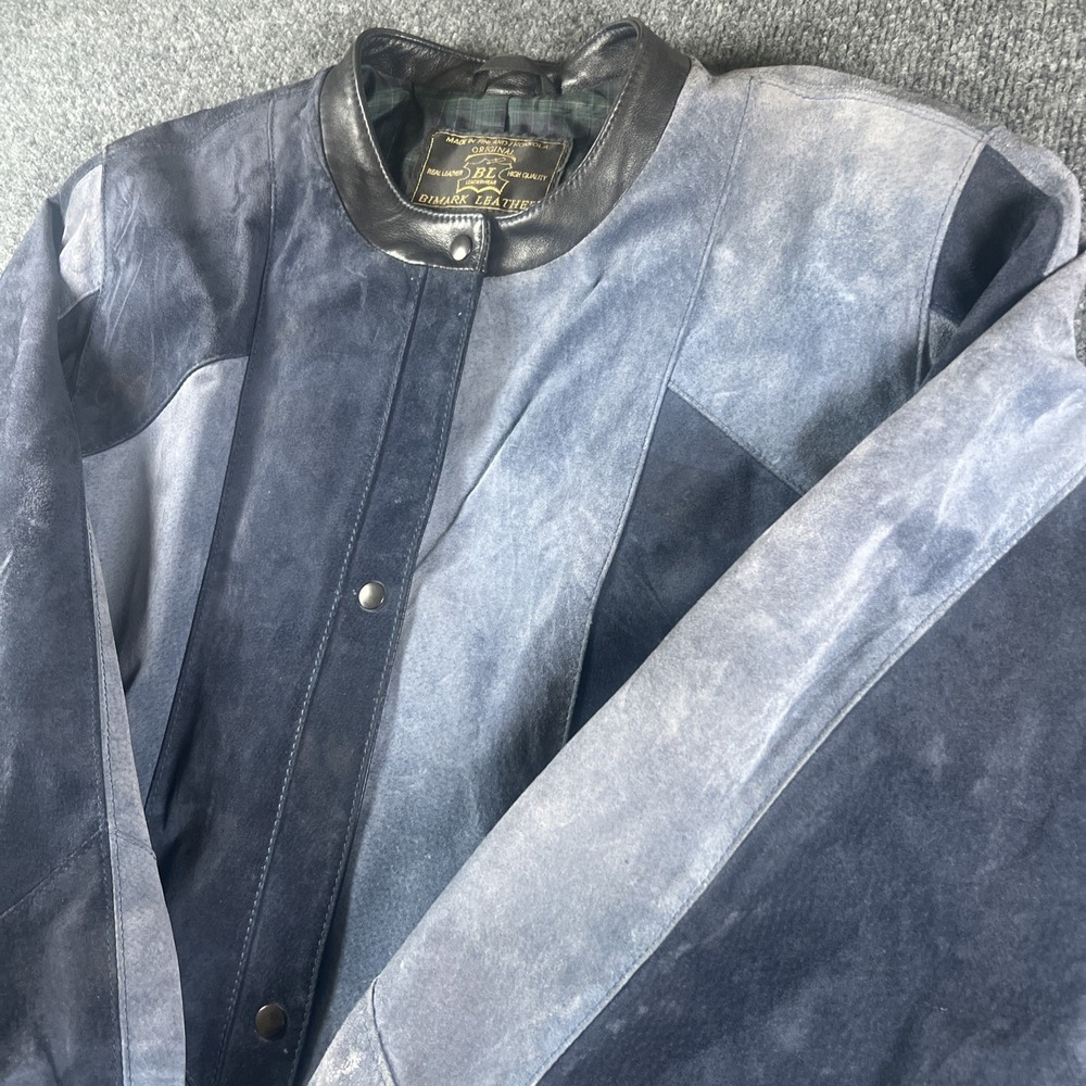Vintage 70/80's Bimark leather Suede Jacket Patchwork Geometric Made In Finland